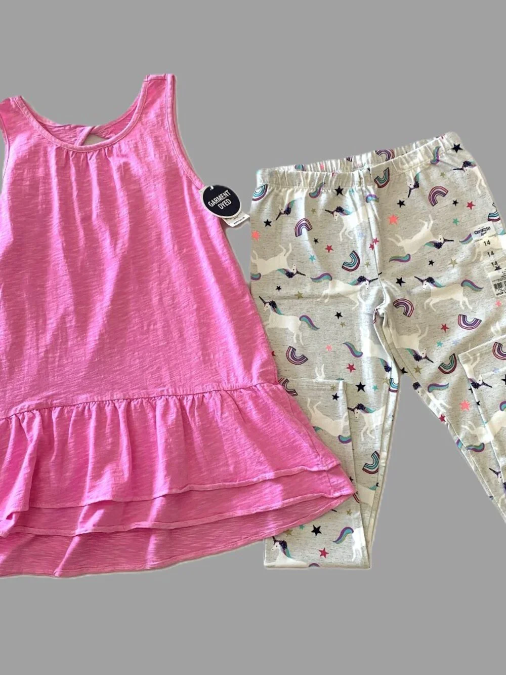 Brand New Oshkosh Girls Set Unicorn Pink Sleeveless Top Full Leggings Size 14